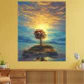 Toile Arbre à coucher de soleil doré (Insitu(Salon))