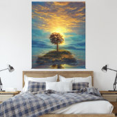 Toile Arbre à coucher de soleil doré (Insitu(Chambre))