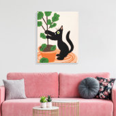 Toile Arbre à figues de chat drôle Plantes en pot Dessin (Insitu(Salon))