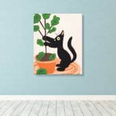 Toile Arbre à figues de chat drôle Plantes en pot Dessin (Insitu (Plancher de Bois))