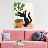 Toile Arbre à figues de chat drôle Plantes en pot Dessin (Insitu(Salon))