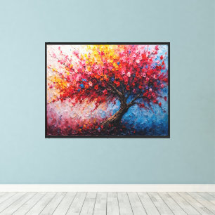Toile Arbre à fleurs colorées - Peinture à l'huile d'Imp