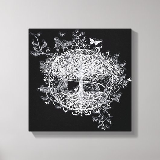 Toile Arbre à papillons noir et blanc par Amelia Carrie (Recto)