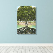 Toile Arbre avec racines par eau (Insitu (Plancher de Bois))