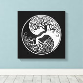 Toile Arbre blanc et noir de la vie Yin Yang (Insitu (Plancher de Bois))