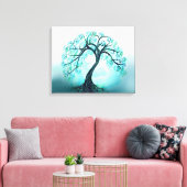 Toile Arbre bleu gracieux de vie avec lune (Insitu(Salon))