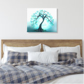 Toile Arbre bleu gracieux de vie avec lune (Insitu(Chambre))