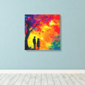 Toile Arbre coloré d'amour (Insitu (Plancher de Bois))