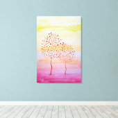 Toile Arbre Coucher de soleil aquarelle main peint (Insitu (Plancher de Bois))