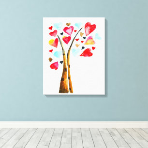 Toile Arbre de coeurs valentines fantaisistes