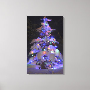 Toile Arbre de Noël couvert de neige brillante