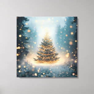 Toile Arbre de Noël de la Forêt enneigée Magique d'Hiver