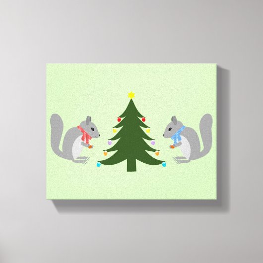 Toile Arbre de Noël décorant les écureuils (Recto)