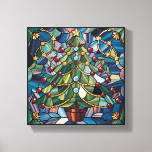 Toile Arbre de Noël en verre coloré de style Tiffany