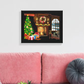 Toile Arbre de Noël et cheminée (Insitu(Salon))