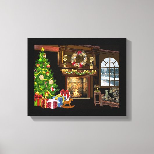 Toile Arbre de Noël et cheminée (Recto)