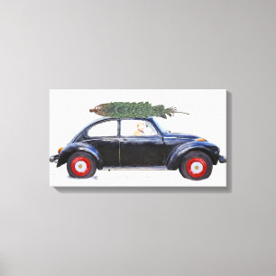 Toile Arbre de Noël sur la voiture avec le chien d'arr