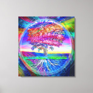 Toile Arbre de vie arc-en-ciel
