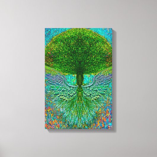 Toile Arbre de vie avec ailes d'ange (Recto)