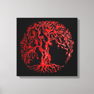 Toile Arbre de vie de Mehndi (henné) (rouge)