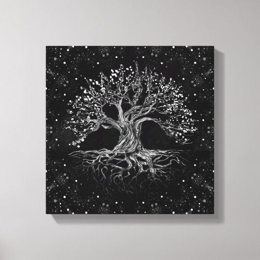 Toile Arbre de vie Dessin noir et blanc (Recto)