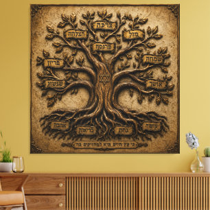 Toile Arbre de Vie Juif - Bénédictions Hébraïques 