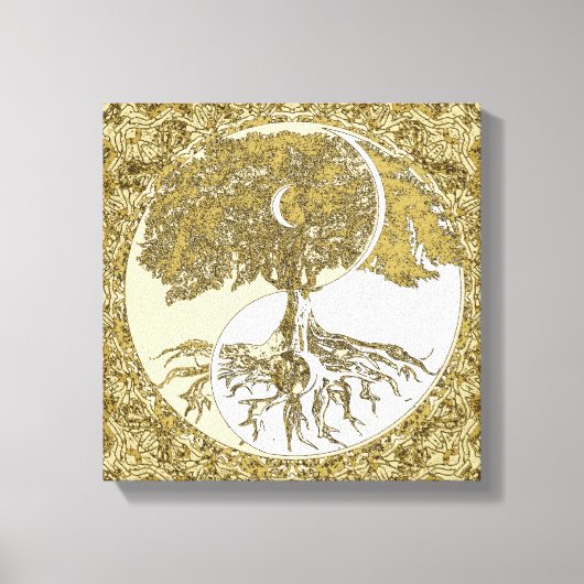 Toile Arbre de vie Yin Yang Gold Mandala (Recto)