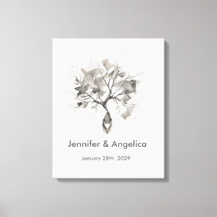 Toile Arbre d'empreintes digitales de mariage rustique