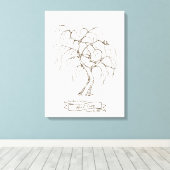 Toile Arbre d'empreintes digitales du saule de pleurs (Insitu (Plancher de Bois))