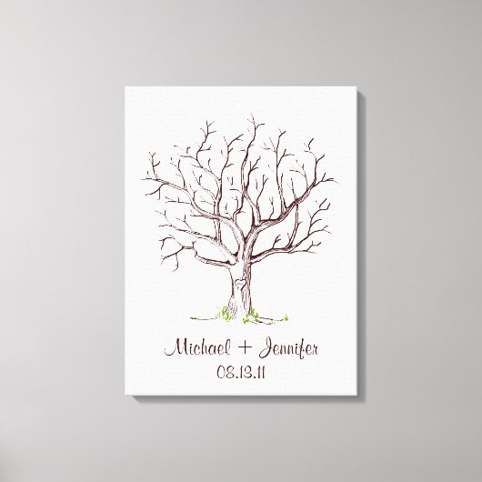 Toile Arbre d'empreintes digitales mariage (Brown) (Recto)