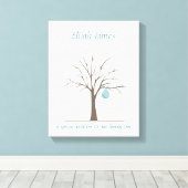 Toile Arbre d'empreintes digitales pour bébé - Bleu (Insitu (Plancher de Bois))