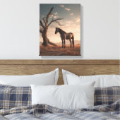 Toile Arbre du désert au cheval solitaire Coucher de sol (Insitu(Chambre))