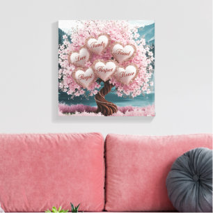 Toile Arbre en fleur de cerisier 3D avec Parties scintil