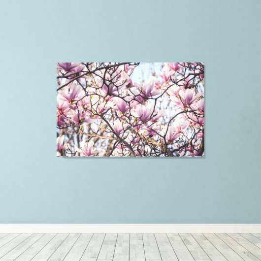 Toile Arbre en fleurs de Magnolia (Insitu (Plancher de Bois))