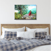 Toile ARBRE MAGIQUE / Aube en bois vert et dame en rouge (Insitu(Chambre))