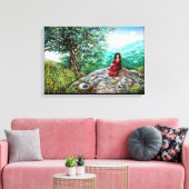 Toile ARBRE MAGIQUE / Aube en bois vert et dame en rouge (Insitu(Salon))