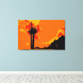Toile Arbre Noir au-dessus du ciel orange Peinture Art A (Insitu (Plancher de Bois))