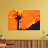 Toile Arbre Noir au-dessus du ciel orange Peinture Art A (Insitu(Salon))