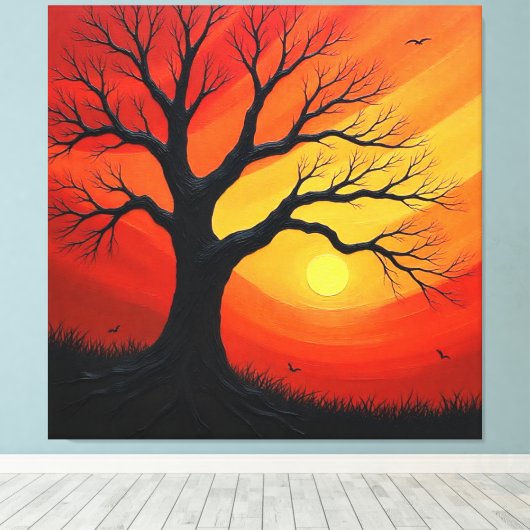 Toile Arbre nu Sunset (Insitu (Plancher de Bois))