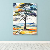 Toile Arbre Solitaire : Un Chemin Moins Voyagé (Insitu (Plancher de Bois))