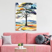 Toile Arbre Solitaire : Un Chemin Moins Voyagé (Insitu(Salon))