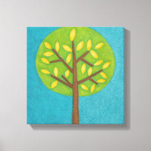Toile Arbre vert avec Feuilles jaunes par Chariklia Zarr