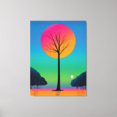 Toile Arbre vif sous un ciel arc-en-ciel cosmique (Recto)