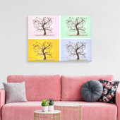 Toile Arbres 4 saisons à 4 panneaux (Insitu(Salon))