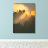 Toile Arbres à séquoias dans le brouillard côtier, Comté (Insitu (Plancher de Bois))