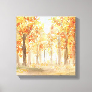 Toile Arbres d'automne d'automne Feuilles orange Aquarel