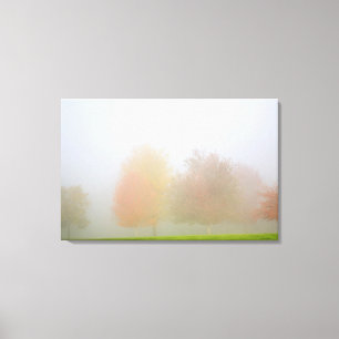 Toile Arbres de chute enveloppés en brume