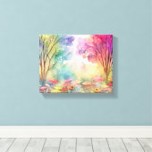 Toile Arbres en fleurs dans un champ de fleurs (Insitu (Plancher de Bois))