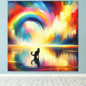 Toile Arc-en-ciel Abstrait et chats reflétant l'eau de s (Insitu (Plancher de Bois))