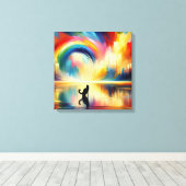 Toile Arc-en-ciel Abstrait et chats reflétant l'eau de s (Insitu (Plancher de Bois))